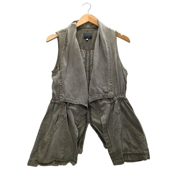 Laju Vest Womens S Green Earthy Grunge Utility Y2K Minimalist Layer Indie - Picture 1 of 9